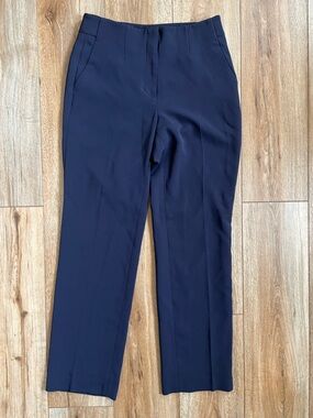 Talbots Easy Travel Straight Leg Pants Size 2 Navy Blue 30” Inseam Work Travel